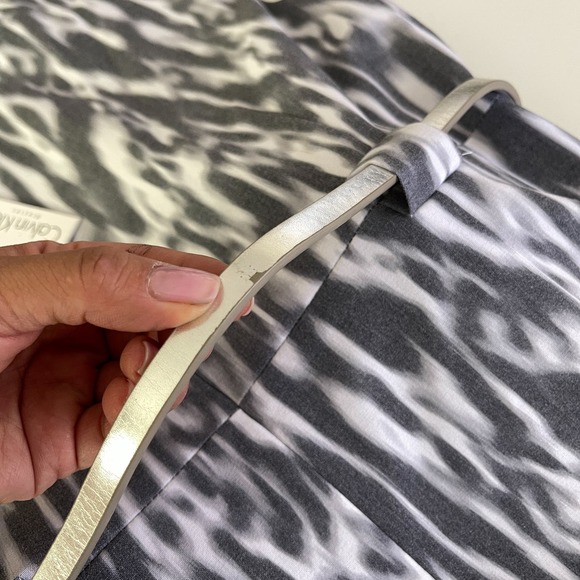 NWT Calvin Klein Womens (8) Knee Length Sheath Boat Neck Dress Gray Belted - Picture 10 of 12